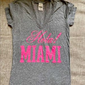 Victoria’s Secret pink gray vneck “hola Miami”